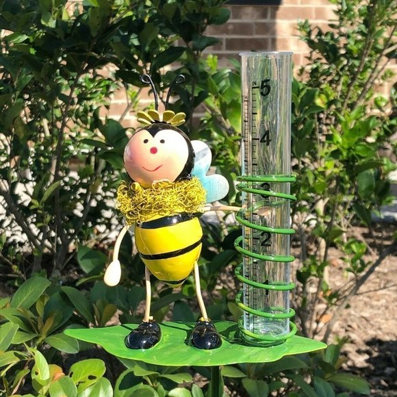 Yard Decor Garden Outdoor Bumblebee Rain Gauge - Picture 2 of 12